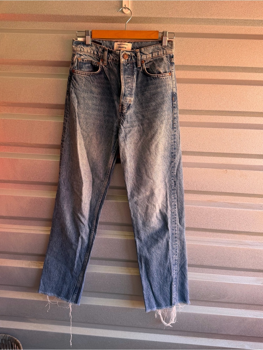 Reformation cynthia high rise straight long jean - Picture 2 of 9